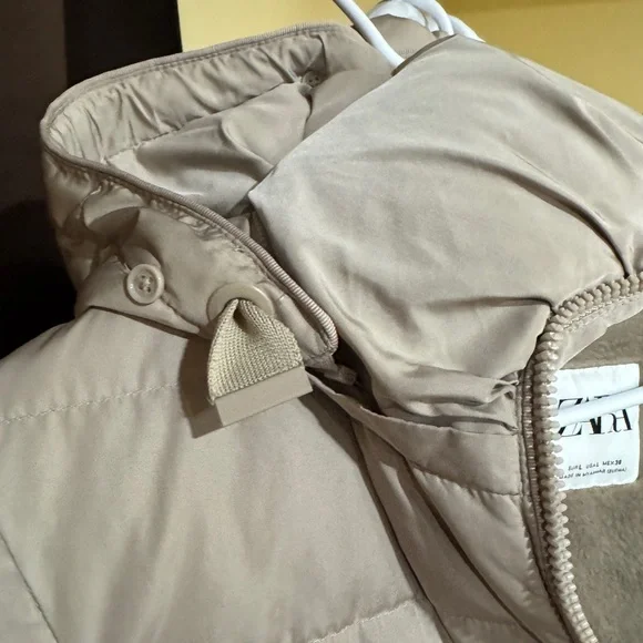 Zara Beige Hooded Puffer Coat - Picture 7 of 17